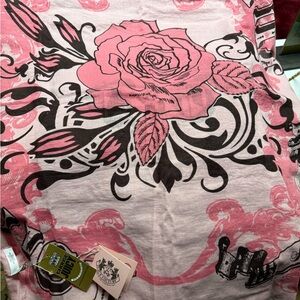 Juicy Couture Pink and Black Floral Scarf